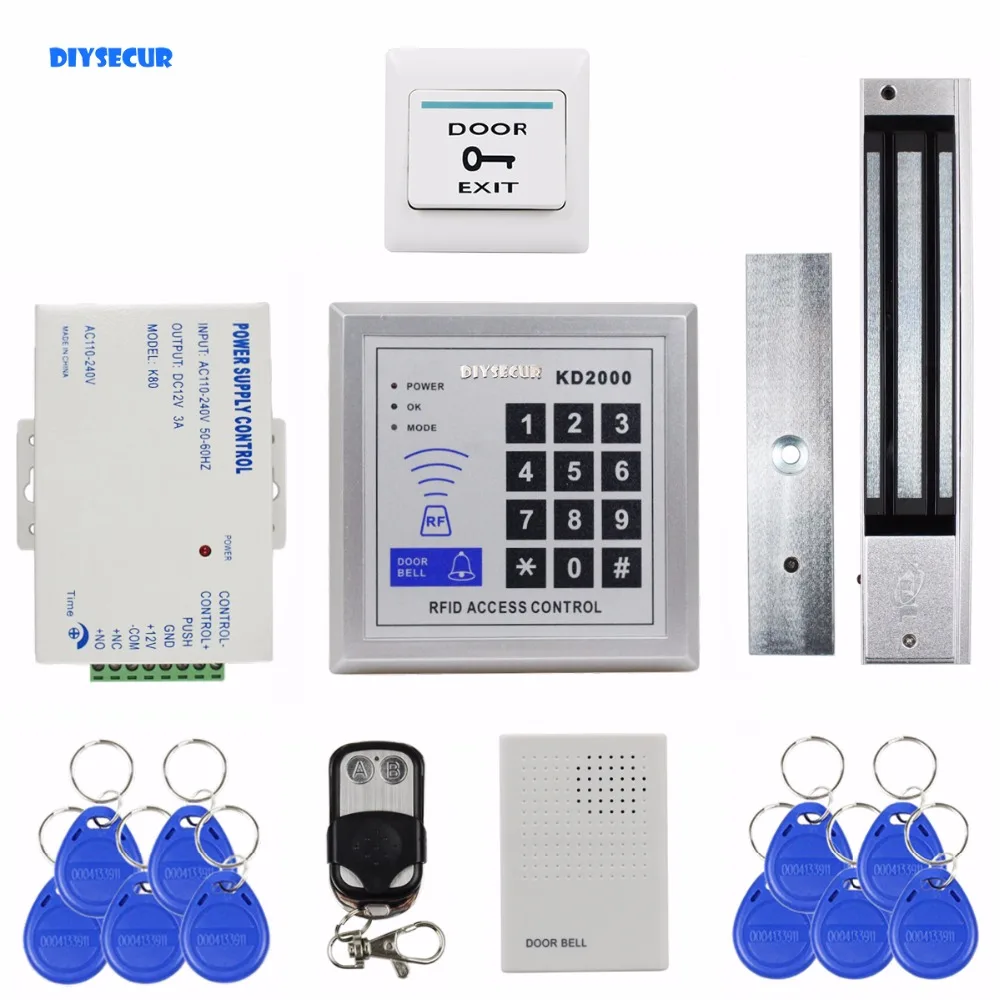 DIYSECUR Remote Control Door Bell 125KHz RFID Keypad Access Control System Security Kit + 280kg 600lb Magnetic Lock KD2000
DIYSECUR Remote Control Door Bell 125KHz RFID Keypad Access Control System Security Kit + 280kg 600lb Magnetic Lock KD2000