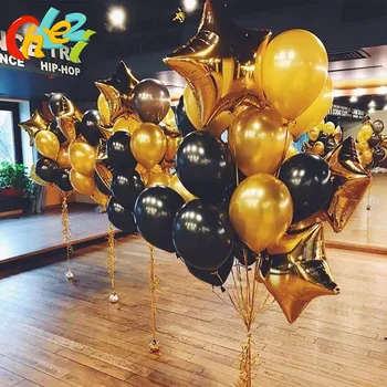 13pcs/lot 12 inch pearl black gold Latex balloons with 18 inch gold star wedding birthday party decor inflatable air ball supply 
13pcs/lot 12 inch pearl black gold Latex balloons with 18 inch gold star wedding birthday party decor inflatable air ball supply