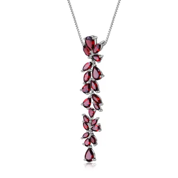 GEM'S BALLET Real 925 Sterling Sliver Romantic Leaves Pendant Necklace 14.65Ct Natural Red Garnet For Women Wedding Fine Jewelry
GEM'S BALLET Real 925 Sterling Sliver Romantic Leaves Pendant Necklace 14.65Ct Natural Red Garnet For Women Wedding Fine Jewelry