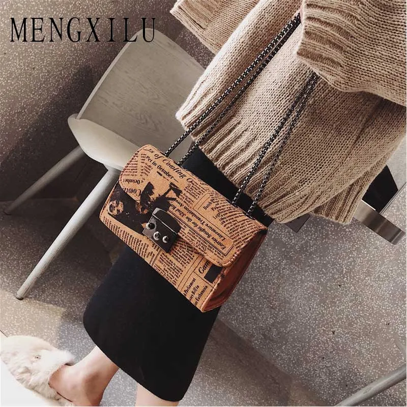 Women Chain Flap Crossbody Bag Newspaper Pattern Luxury Leather Ladies Fashion Letter Shoulder Messenger Bag Brand Handbags Sac
Women Chain Flap Crossbody Bag Newspaper Pattern Luxury Leather Ladies Fashion Letter Shoulder Messenger Bag Brand Handbags Sac