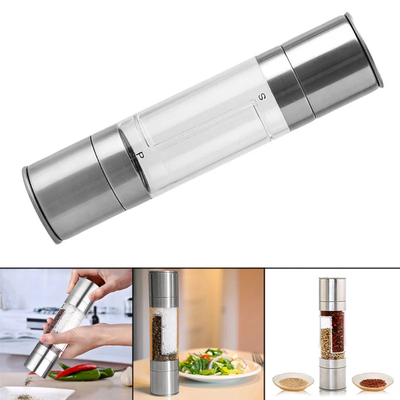 Stainless Steel 2 in 1 Salt Pepper Grinder Dual Hand Spice Mill Kitchen Gadget Tool 669
Stainless Steel 2 in 1 Salt Pepper Grinder Dual Hand Spice Mill Kitchen Gadget Tool 669
