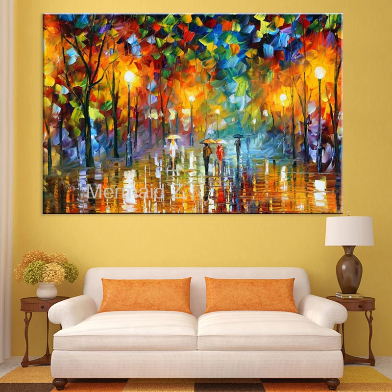 Large Handpainted Lover Rain Street Tree Lamp Landscape Oil Painting On Canvas Wall Art Wall Pictures For Living Room Home Decor
Large Handpainted Lover Rain Street Tree Lamp Landscape Oil Painting On Canvas Wall Art Wall Pictures For Living Room Home Decor