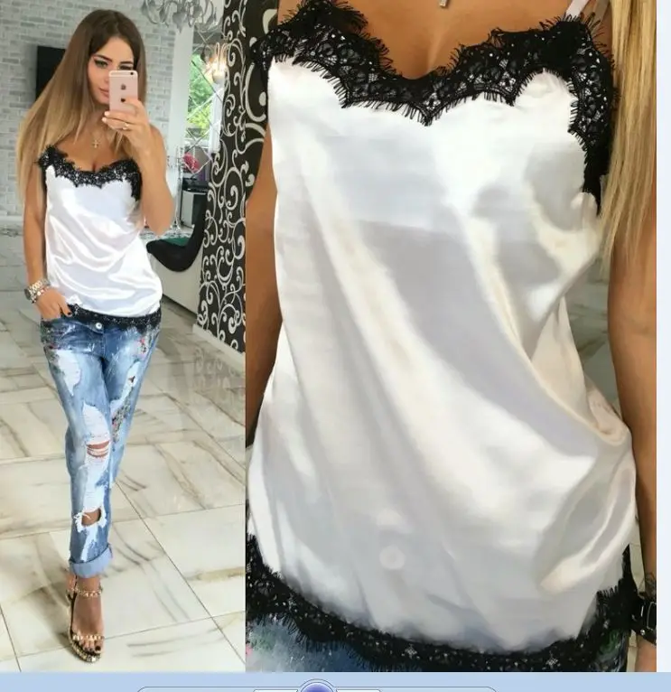 Топ из атласной ткани-стрейч 