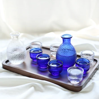 Creative Handmade Japanese Sake Glass Bottle Blue Flagon And Cups Tass Wine Pot Small Glass Liquor Jugs Home Bar Drinkware Set
Creative Handmade Japanese Sake Glass Bottle Blue Flagon And Cups Tass Wine Pot Small Glass Liquor Jugs Home Bar Drinkware Set