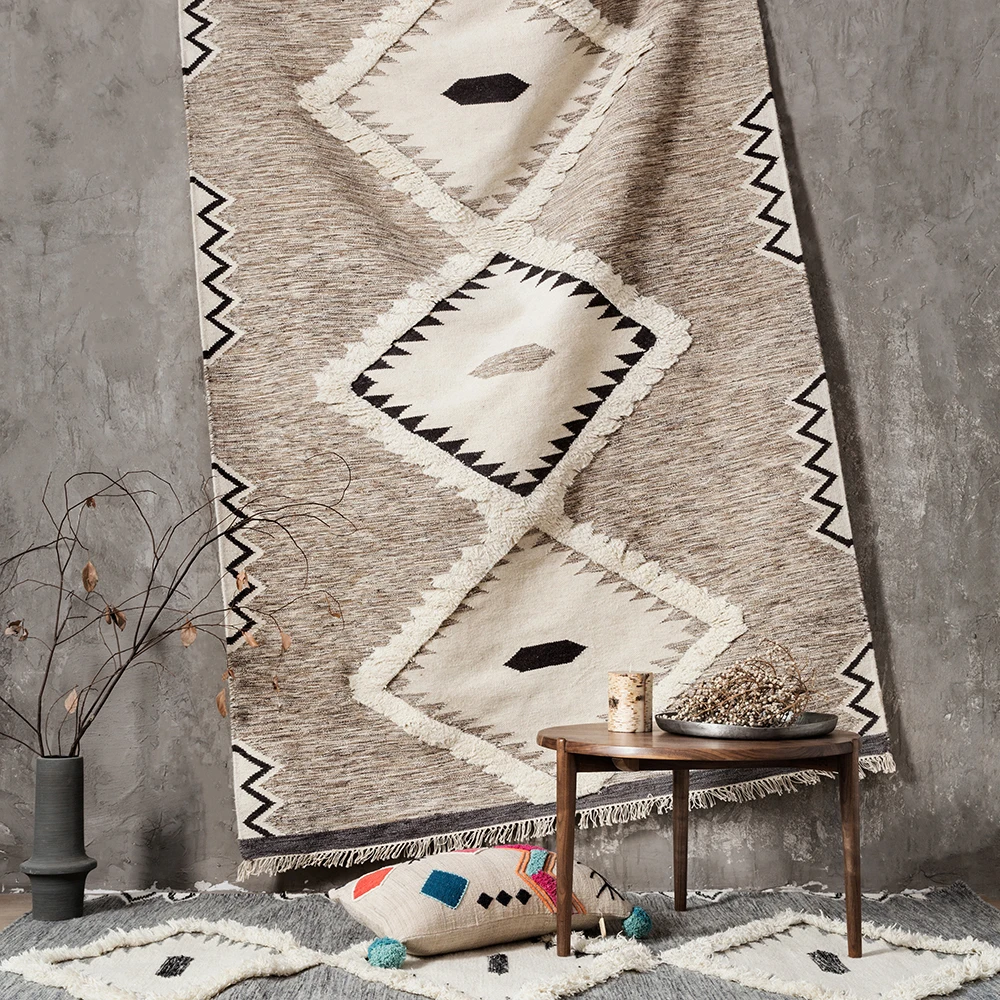 Kilim Wool Three-dimensional Pattern Manual Weave Natural Color Northern Europe Geometry Concise A Living Room Carpet
Kilim Wool Three-dimensional Pattern Manual Weave Natural Color Northern Europe Geometry Concise A Living Room Carpet