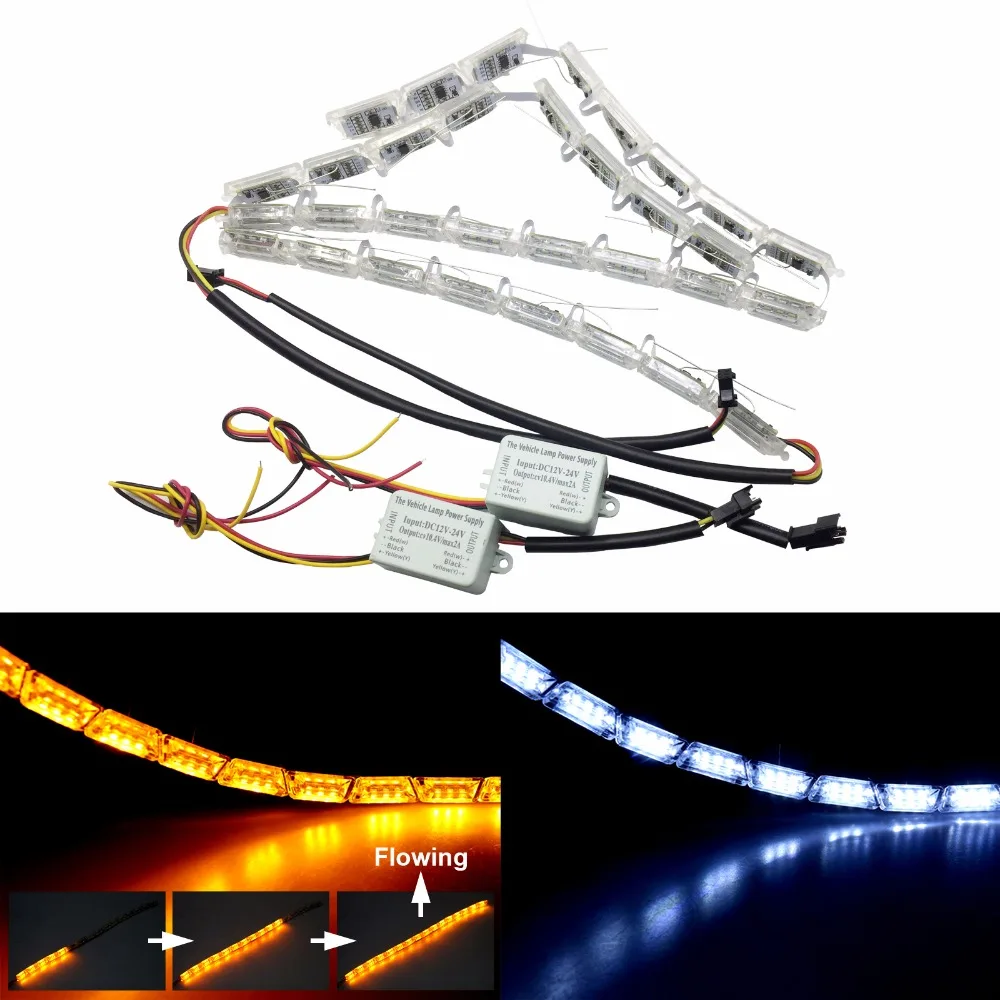 2Pcs Car Flexible Switchback LED Knight Rider Strip Light for Headlight Sequential Flasher DRL Flowing Amber Turn Signal Lights
2Pcs Car Flexible Switchback LED Knight Rider Strip Light for Headlight Sequential Flasher DRL Flowing Amber Turn Signal Lights
