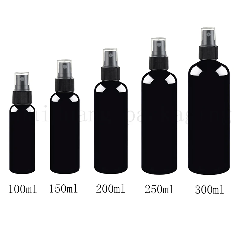50pcs 100/150/200/250/300ml cosmetic spray bottles for cosmetics packaging,black plastic PET container with mist sprayer pump
50pcs 100/150/200/250/300ml cosmetic spray bottles for cosmetics packaging,black plastic PET container with mist sprayer pump