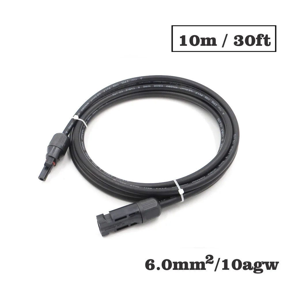 1PC X 6mm2 10AWG 30FT 10m MC4 Connector Extension Connect branch black parallel Series 10 meter extend cable
1PC X 6mm2 10AWG 30FT 10m MC4 Connector Extension Connect branch black parallel Series 10 meter extend cable