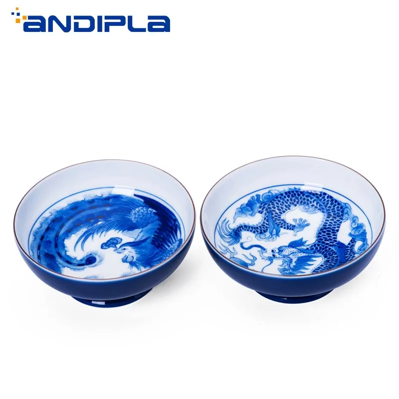 65ML Jingdezhen Blue and White Porcelain Dragon Phoenix Ceramic Teacup Chiese Kung Fu Tea Set Handmade Sake Cup Bowls Master Cup
65ML Jingdezhen Blue and White Porcelain Dragon Phoenix Ceramic Teacup Chiese Kung Fu Tea Set Handmade Sake Cup Bowls Master Cup