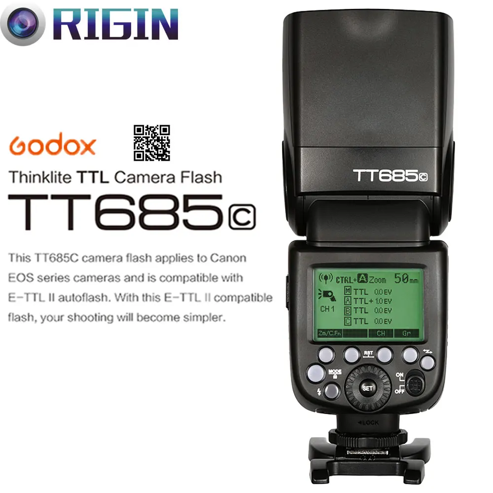 Godox TT685C Camera Flash 2.4GHz Wireless Transmission+E-TTL II Autoflash (GN60, High Speed Sync 1/8000s) For Canon EOS Camera
Godox TT685C Camera Flash 2.4GHz Wireless Transmission+E-TTL II Autoflash (GN60, High Speed Sync 1/8000s) For Canon EOS Camera