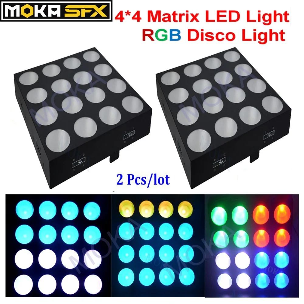 

2pcs 4*4 Matrix Led Lights RGB Mixing Color Moving Head Lights Equipment for Disco Bar Nightclub Wedding Stage Party Decoration