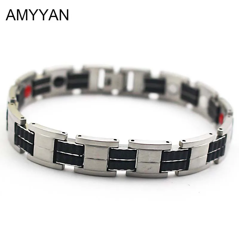 Модный мужской браслет с биоэнергией безвредный для здоровья магнитный стальной
