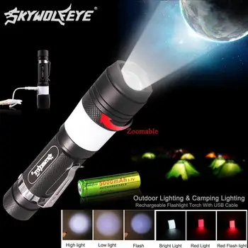 SKYWOLFEYE 6 Modes Torch T6 500LM Tactical 2 led Torch Zoomable LED Flashlight Torch Camping Light + 5000mAh 18650 Battery
SKYWOLFEYE 6 Modes Torch T6 500LM Tactical 2 led Torch Zoomable LED Flashlight Torch Camping Light + 5000mAh 18650 Battery