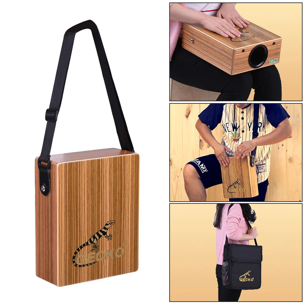 Cajon de Percussão Portátil Gecko C-68Z em Madeira com Alça e Saco