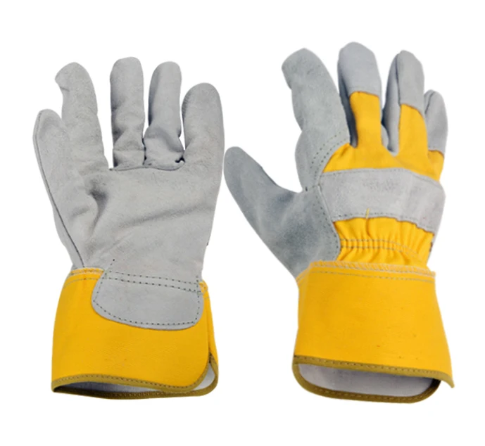 

Split Cow Leather Work Gloves Heavy Duty Perfect for Mechanics Welding Gardening Driving Leather Safety Gloves 6 Pairs