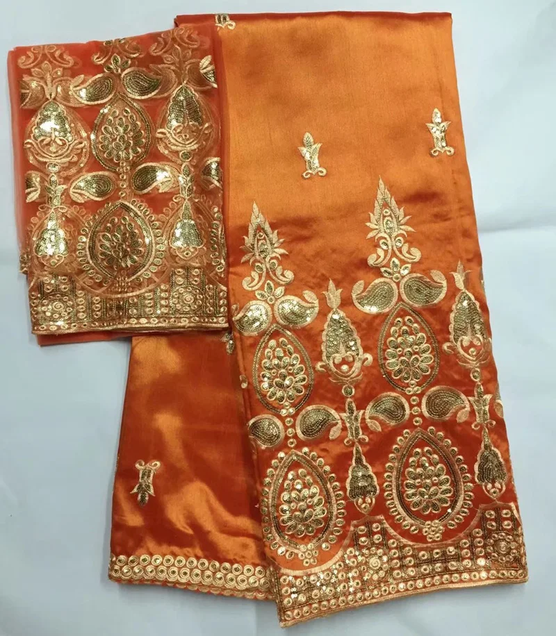 (5+2 yards/set) high quality African george lace fabric in organge with gold sequins embroidery plus scarf lace for dress GLB11
(5+2 yards/set) high quality African george lace fabric in organge with gold sequins embroidery plus scarf lace for dress GLB11