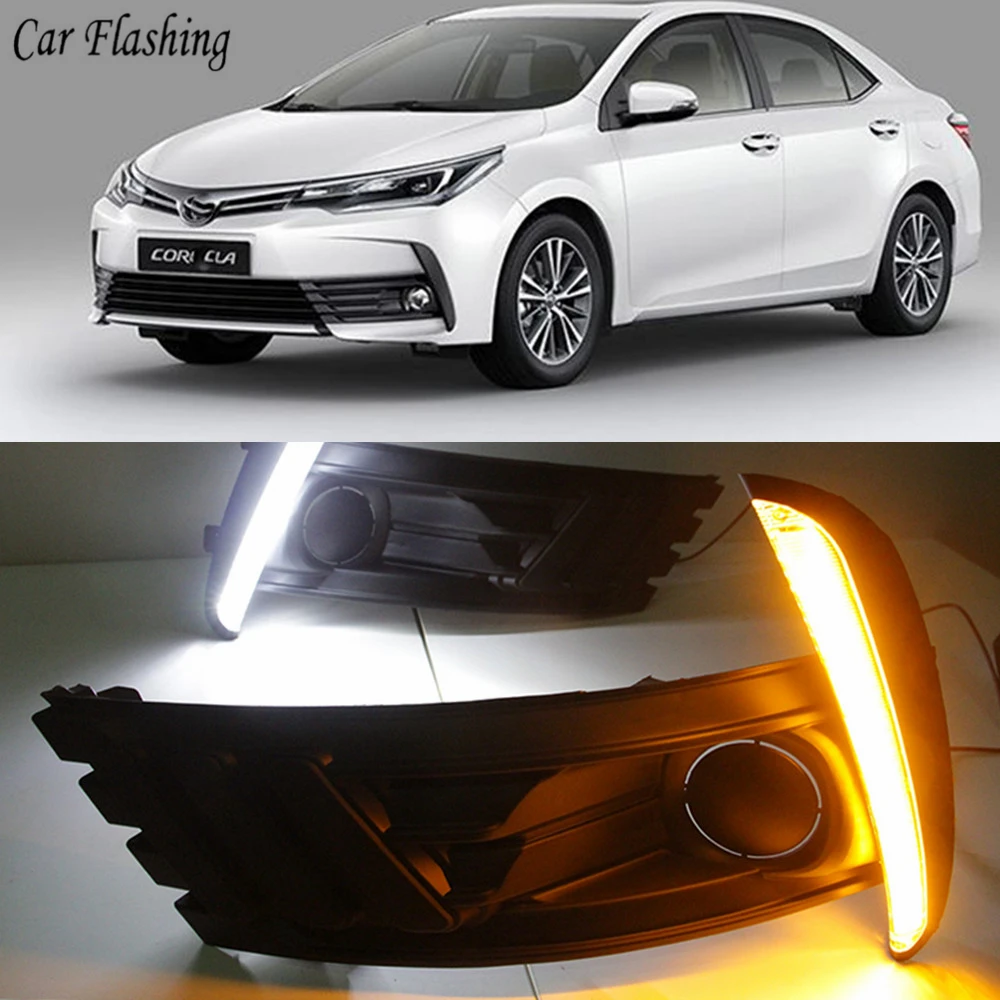 Car Flashing 1Set LED DRL Daytime Running Light Daylight Fog Light Cover With Turn Yellow Signal For Toyota Corolla 2017 2018
Car Flashing 1Set LED DRL Daytime Running Light Daylight Fog Light Cover With Turn Yellow Signal For Toyota Corolla 2017 2018