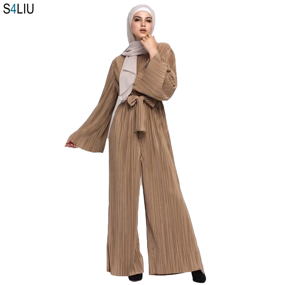 Muslim Abaya Pleated Jumpsuits Maxi Flare Long Sleeves Women Tunic Arabic Ramadan Islamic Prayer Clothing Worship Dubai Turkey
Muslim Abaya Pleated Jumpsuits Maxi Flare Long Sleeves Women Tunic Arabic Ramadan Islamic Prayer Clothing Worship Dubai Turkey