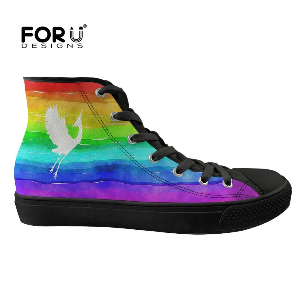 FORUDESIGNS Women Vulcanized Casual Shoes Rainbow Colorful Pattern High top Canvas Shoes Lace Up Ladies Footwear Sapato Feminino
FORUDESIGNS Women Vulcanized Casual Shoes Rainbow Colorful Pattern High top Canvas Shoes Lace Up Ladies Footwear Sapato Feminino