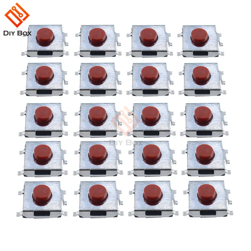 

20PCS SMD 5Pin 6X6X3.1MM Red Tactile Tact Push Button Micro Switch Momentary 6*6*3.1mm