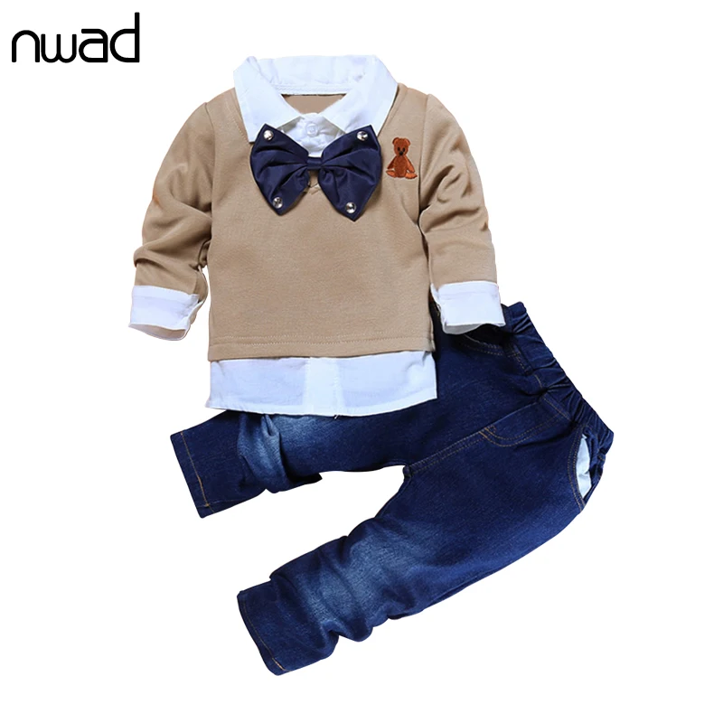 NWAD autumn newborn baby boy clothes set Fashion baby clothes Suit Gentleman Bow Tie shirt+jeans pants 2pcs set infant clothing
NWAD autumn newborn baby boy clothes set Fashion baby clothes Suit Gentleman Bow Tie shirt+jeans pants 2pcs set infant clothing