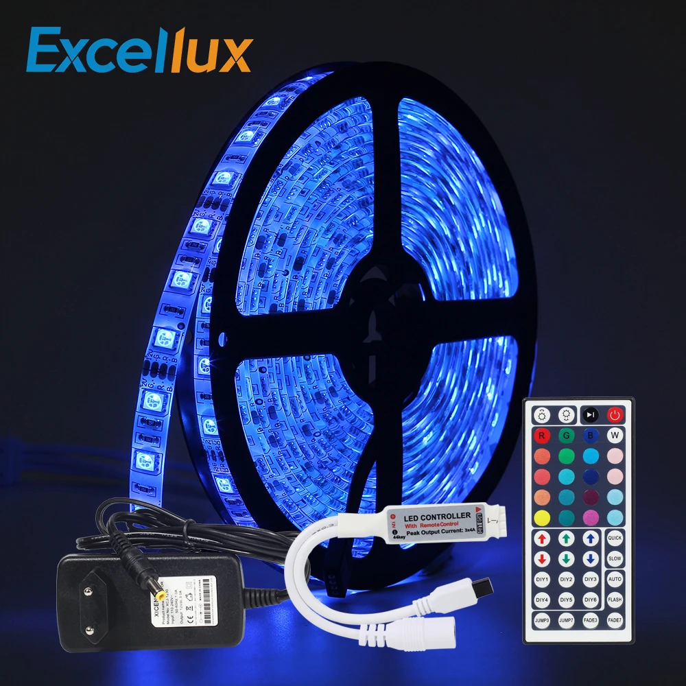LED Strip Light SMD 5050 RGB LED Strip 12V 60leds/m Waterproof Flexible Tape + 44KEY RGB LED Controller + DC12V 3A Power Adapter
LED Strip Light SMD 5050 RGB LED Strip 12V 60leds/m Waterproof Flexible Tape + 44KEY RGB LED Controller + DC12V 3A Power Adapter