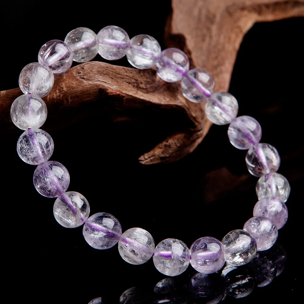 Top Natural Purple Kunzite Round Beads Bracelet Gemstone 8.5mm Cat Eye Crystal Women Men Stone Rarest Jewelry AAAAA | Украшения и