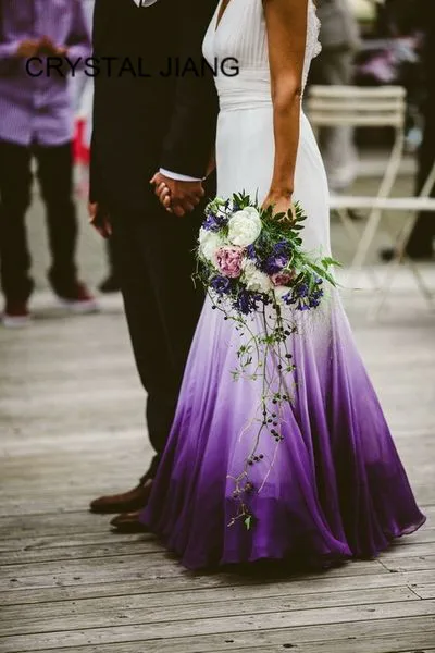 Robe De Mariee 2019 Sexy Mermaid Gradient Purple Chiffon Wedding Dress Custom made V Neck Sleeveless Open Back Boho Wedding Gown
Robe De Mariee 2019 Sexy Mermaid Gradient Purple Chiffon Wedding Dress Custom made V Neck Sleeveless Open Back Boho Wedding Gown