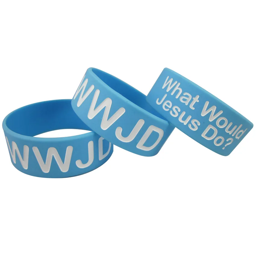 1piece 1 Inch Wide Bracelet Light Blue WWJD What Would Jesus Do Silicone Wristband Fashion Classic Bangle
1piece 1 Inch Wide Bracelet Light Blue WWJD What Would Jesus Do Silicone Wristband Fashion Classic Bangle