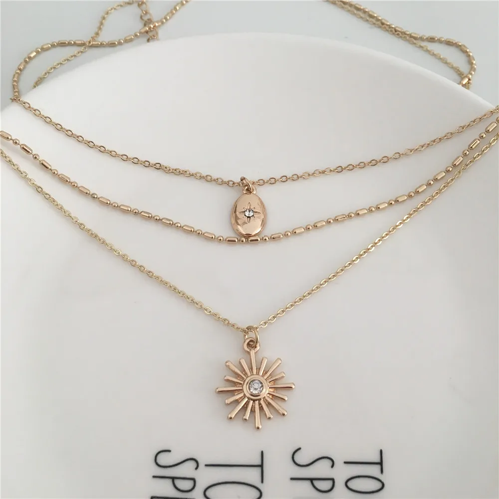 CASUAL WOMEN NECKLACE GOLD COLOR PLATING OVAL AND SUNSHINE PENDANT LAYERED NECKLACE
CASUAL WOMEN NECKLACE GOLD COLOR PLATING OVAL AND SUNSHINE PENDANT LAYERED NECKLACE