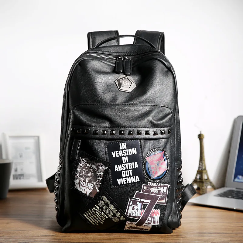 Graffiti Punk PU Leather Backpack Big Capacity Travel Bags Male College School Laptop Bag Rivet Rucksack
Graffiti Punk PU Leather Backpack Big Capacity Travel Bags Male College School Laptop Bag Rivet Rucksack