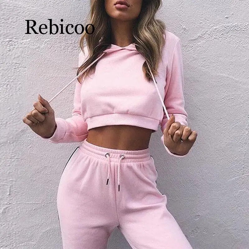 Tracksuit 2pcs Women Set Hoodies Crop Top Sweatshirt+Side Stripe Pants Hooded 2 Pieces Sets Women Clothing Suits Female
Tracksuit 2pcs Women Set Hoodies Crop Top Sweatshirt+Side Stripe Pants Hooded 2 Pieces Sets Women Clothing Suits Female