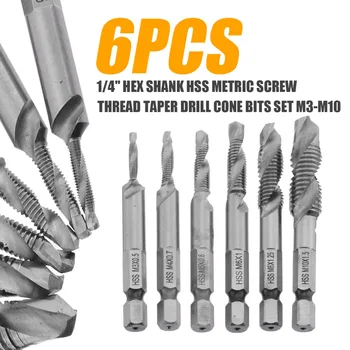6pcs 1/4'' Hex Shank Drill Bits HSS Metric Screw Thread Taper Drill Cone Bits Set M3-M10 For Hand Tools
6pcs 1/4'' Hex Shank Drill Bits HSS Metric Screw Thread Taper Drill Cone Bits Set M3-M10 For Hand Tools