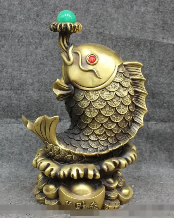 S01701 12" Chinese Pure Brass Wealth Coin JiXiang Fish Statue Bronze Animals Sculpture B0403
S01701 12" Chinese Pure Brass Wealth Coin JiXiang Fish Statue Bronze Animals Sculpture B0403