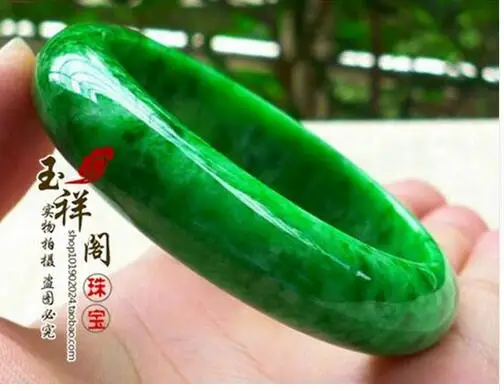 Natural Burmese female emerald green jade bracelet 55-64mm (Certificate delivery) | Украшения и аксессуары
