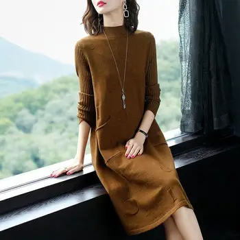2019 Autumn Winter Women Pocket Loose Cashmere Knitted Dress Female Soft Warm Woolen Tricot Pullovers Knitwear Jumper K88
2019 Autumn Winter Women Pocket Loose Cashmere Knitted Dress Female Soft Warm Woolen Tricot Pullovers Knitwear Jumper K88