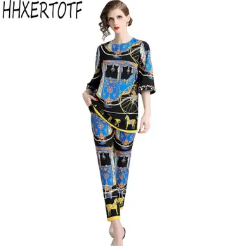 Fashion Runway Designer Suit Set Women's Long Sleeve Retro Pattern Print Pleated Hem Split Pullover Top Pants Set 2 Piece Sets
Fashion Runway Designer Suit Set Women's Long Sleeve Retro Pattern Print Pleated Hem Split Pullover Top Pants Set 2 Piece Sets