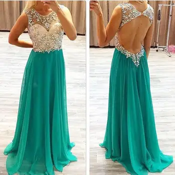 2019 Sexy Hunter Sheer Chiffon Long Prom Dresses Beaded Rhinestones Top Backless Floor Length Party Evening Dresses
2019 Sexy Hunter Sheer Chiffon Long Prom Dresses Beaded Rhinestones Top Backless Floor Length Party Evening Dresses