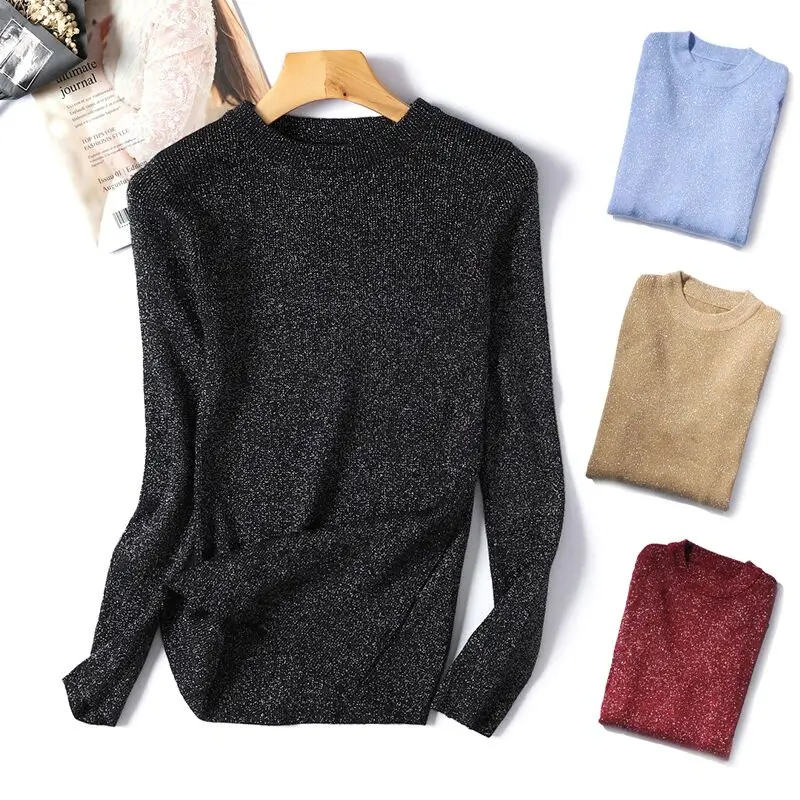 Dropshipping Shiny Autumn Winter Sweater Women Long Sleeve Pullover Women Basic Sweaters Women 2018 Korean Style Knit Tops Femme
Dropshipping Shiny Autumn Winter Sweater Women Long Sleeve Pullover Women Basic Sweaters Women 2018 Korean Style Knit Tops Femme