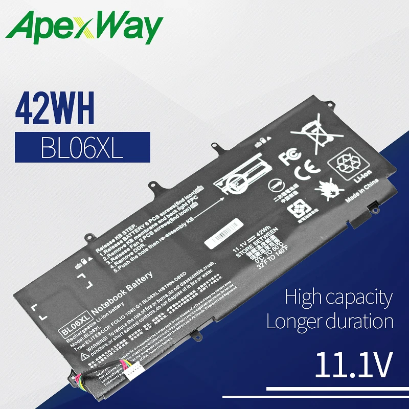 Apexway Laptop Battery BL06042XL BL06XL HSTNN-DB5D IB5D W02C For HP For EliteBook Folio 1040 G0 G1 G2 F2R72UT L7Z22PA L9S8
Apexway Laptop Battery BL06042XL BL06XL HSTNN-DB5D IB5D W02C For HP For EliteBook Folio 1040 G0 G1 G2 F2R72UT L7Z22PA L9S8