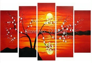 Hand Painted Landscape 5 Panels Oil Painting Canvas Wall Decor Art Sun Rise Picture Bright Vision Living Room Decoration Gift 
Hand Painted Landscape 5 Panels Oil Painting Canvas Wall Decor Art Sun Rise Picture Bright Vision Living Room Decoration Gift