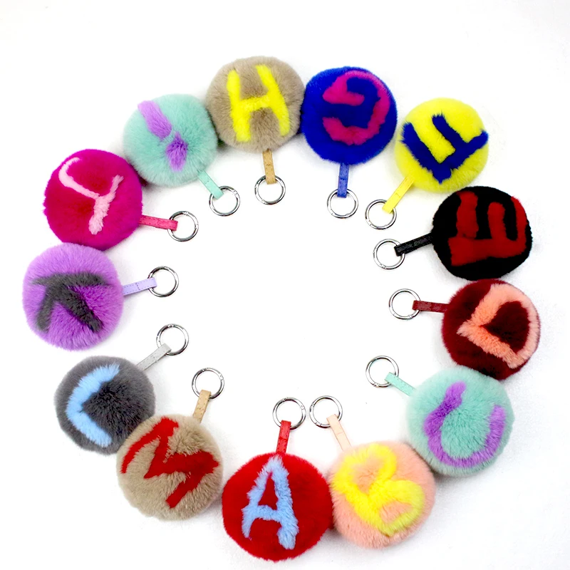 A-Z Letters Real Rabbit Fur Small 10Cm Ornament*