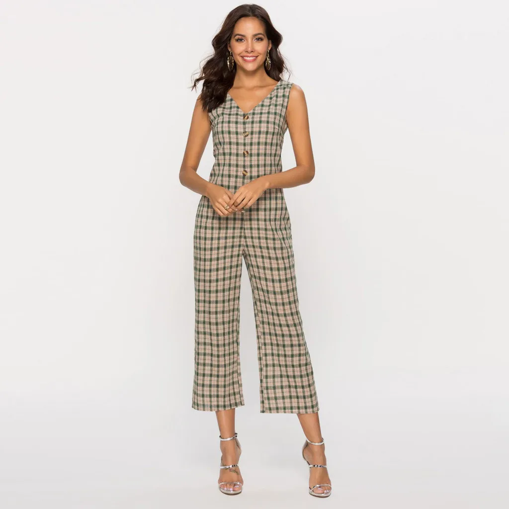Women Jumpsuit ladies Lattice Button V-Neck 2019 Summer Wide Leg Pants Long Jumpsuit Backless Playsuit Sexy Club Party Overalls
Women Jumpsuit ladies Lattice Button V-Neck 2019 Summer Wide Leg Pants Long Jumpsuit Backless Playsuit Sexy Club Party Overalls