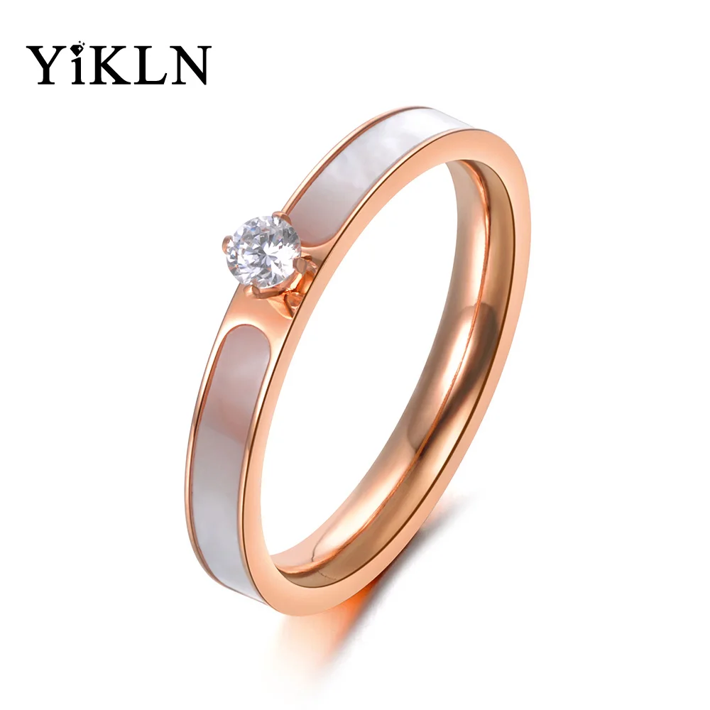 YiKLN Stainless Steel Ring Rose Gold Color AAA Zircon Shinning Rhinestone & White Shell For Christmas Gift Girl Women YR18146
YiKLN Stainless Steel Ring Rose Gold Color AAA Zircon Shinning Rhinestone & White Shell For Christmas Gift Girl Women YR18146