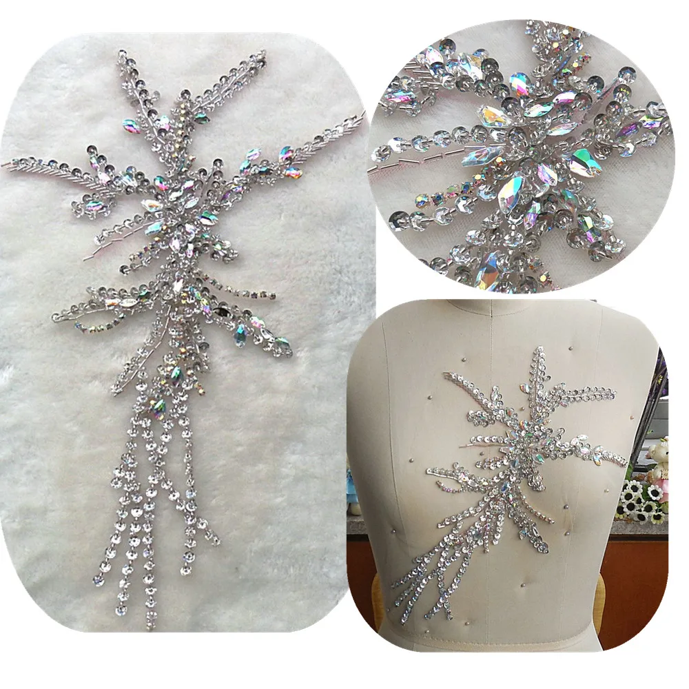 bi.Dw.M,Unique Ingenious 36*23cm Applique Patches Beaded Stones and Crystals AB Color Strass Sew-On Dresses Wedding Decoration
bi.Dw.M,Unique Ingenious 36*23cm Applique Patches Beaded Stones and Crystals AB Color Strass Sew-On Dresses Wedding Decoration