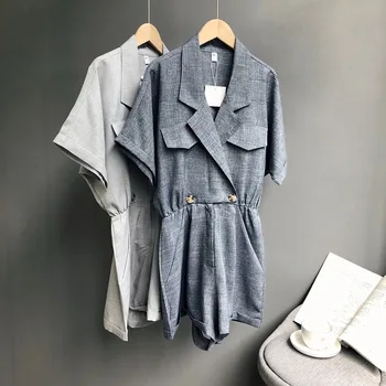 Summer Lady Loose Blazer style Playsuits Women Solid Color One Piece Overalls Wide leg Turn Down Collar Short Jumpsuits B80307
Summer Lady Loose Blazer style Playsuits Women Solid Color One Piece Overalls Wide leg Turn Down Collar Short Jumpsuits B80307