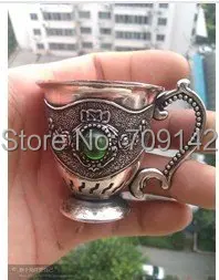 Decoration LAURIE Fine Design style Carvings Tibetan Silver Totem Wine Cup green jade 2.2" 4pcs Tibet Miao Antique Old Silver
Decoration LAURIE Fine Design style Carvings Tibetan Silver Totem Wine Cup green jade 2.2" 4pcs Tibet Miao Antique Old Silver