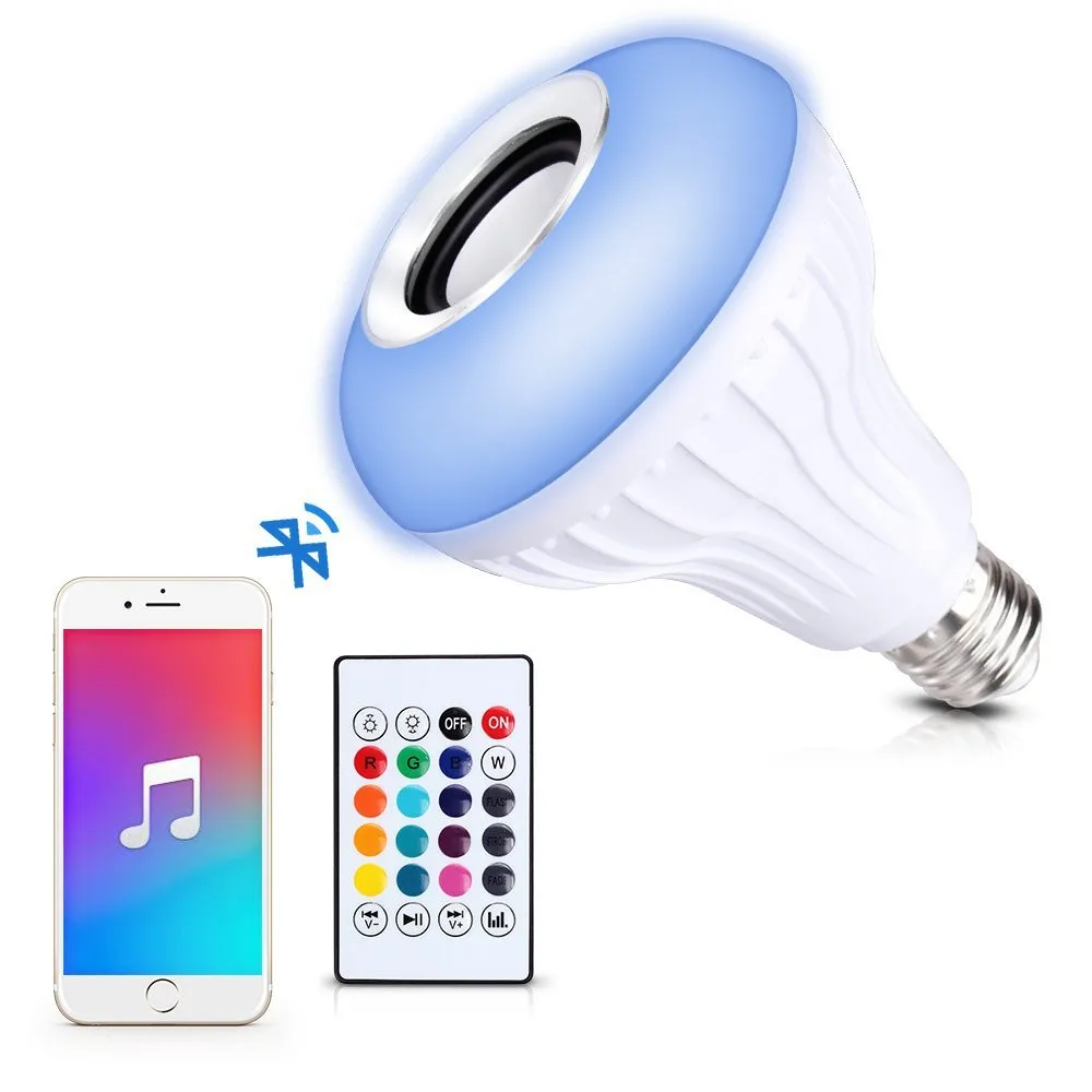 Wireless Bluetooth Speaker E27 LED RGB Music Flame Bulb Lamp Smart led RGBW Music Player Audio Light with Remote Control
Wireless Bluetooth Speaker E27 LED RGB Music Flame Bulb Lamp Smart led RGBW Music Player Audio Light with Remote Control