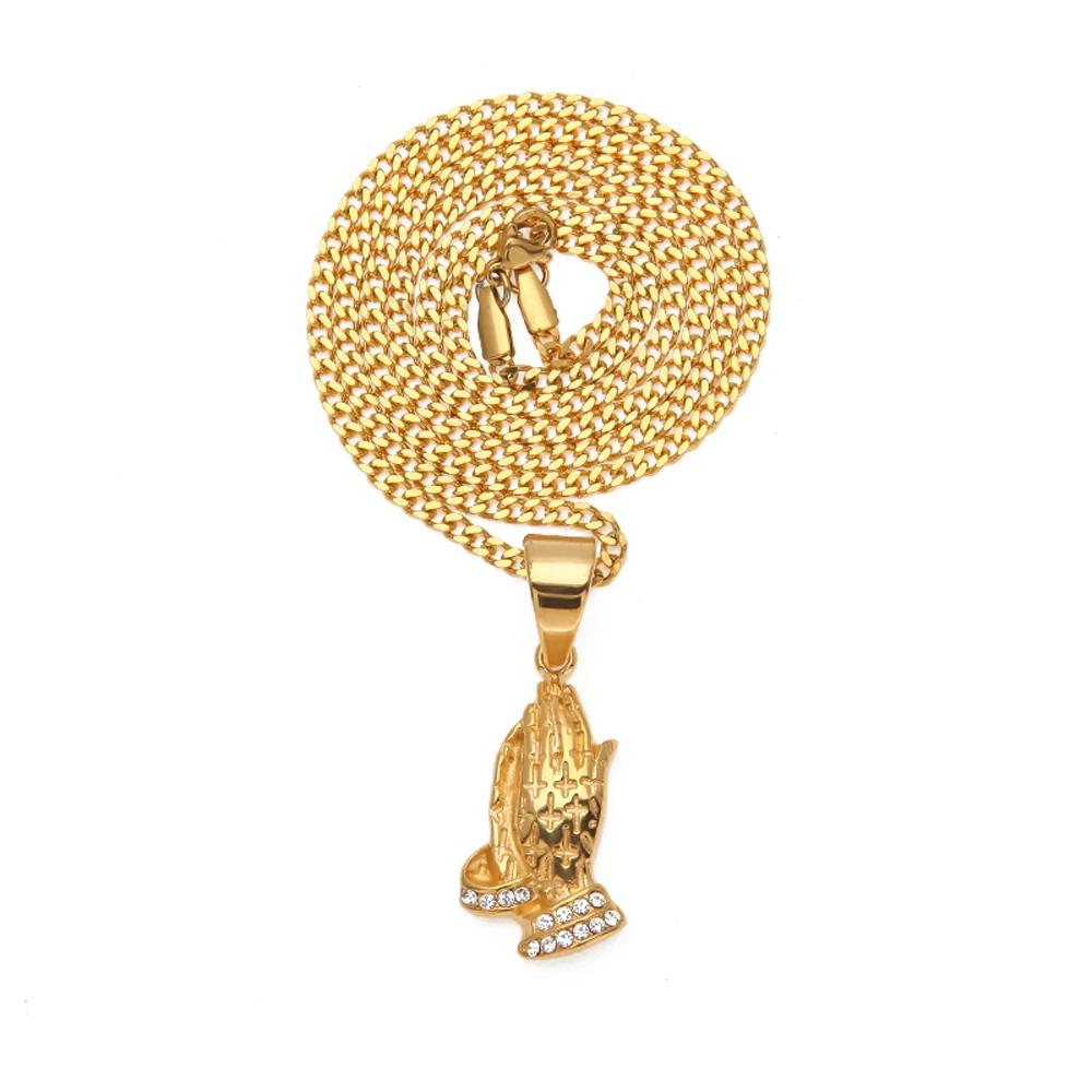 The Praying Hands Pendants & Necklaces Brother Gift Gold Color Stainless Steel Crystal Hip Hop Men Chain Jewelry Fathers Day
The Praying Hands Pendants & Necklaces Brother Gift Gold Color Stainless Steel Crystal Hip Hop Men Chain Jewelry Fathers Day