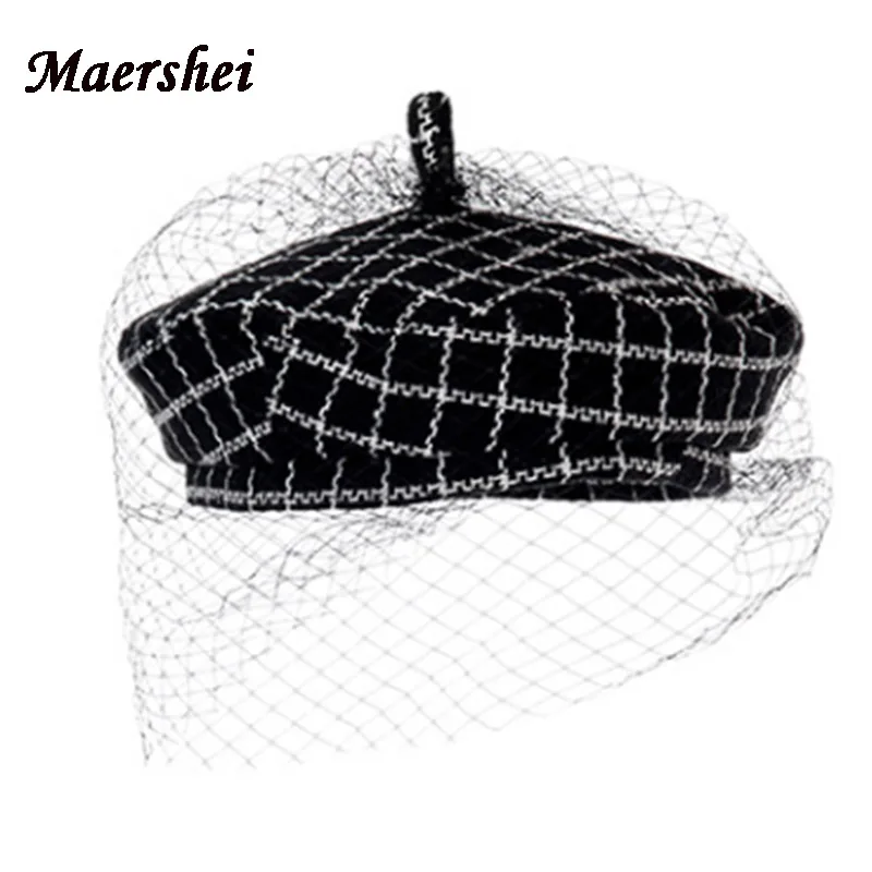 MAERSHEI brand beret women's black plaid British retro mesh painter hat Cap Gorras
MAERSHEI brand beret women's black plaid British retro mesh painter hat Cap Gorras